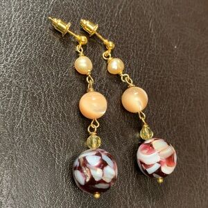 ⭐️2/$10 Mother of Pearl Drop Handcrafted Gold Dangle Earrings